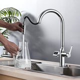 Temperature display pull two function kitchen faucet